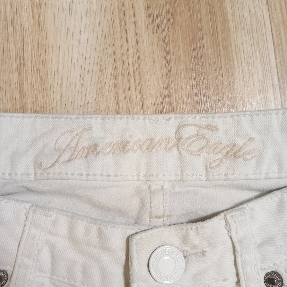 American Eagle Skinny 77 White Denim Jeans Womens Sz 8 Regular Low Rise Stretch - Picture 3 of 10